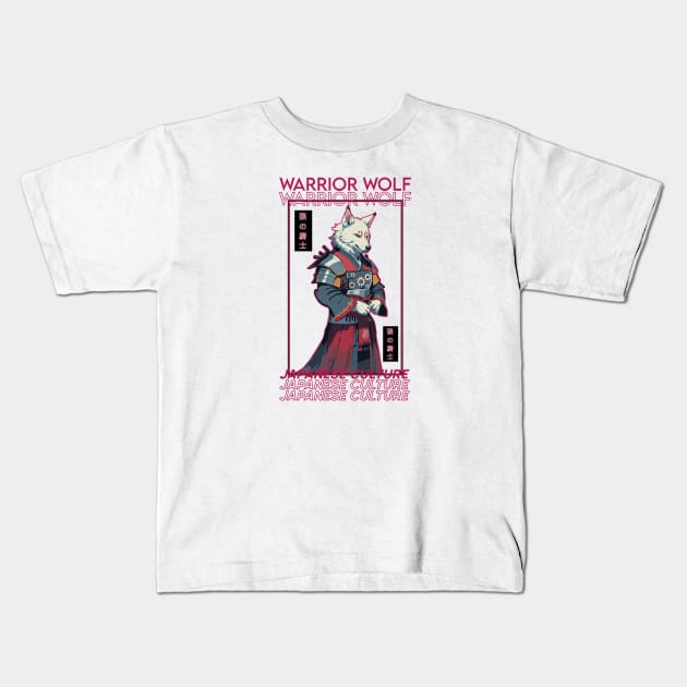 wolf samurai Kids T-Shirt by Mamski Store